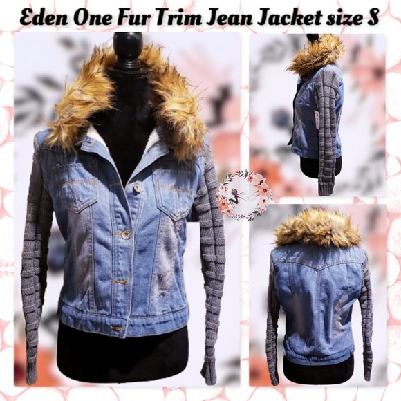 Eden One Jackets & Blazers - 💋Eden One faux fur trim Jean Jacket size S